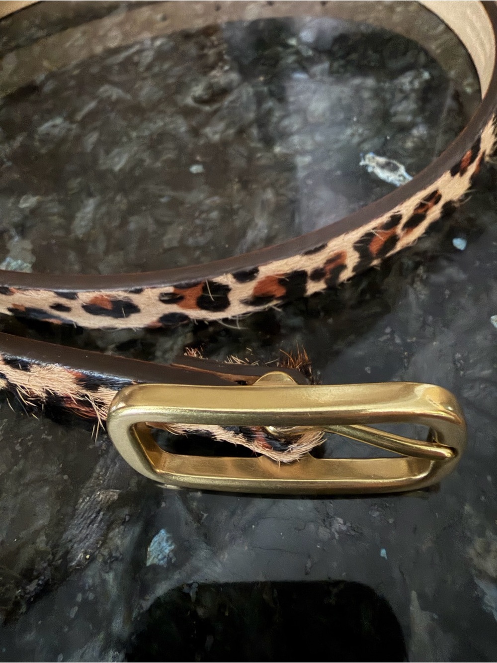 J Crew skinny calf hair leopard belt